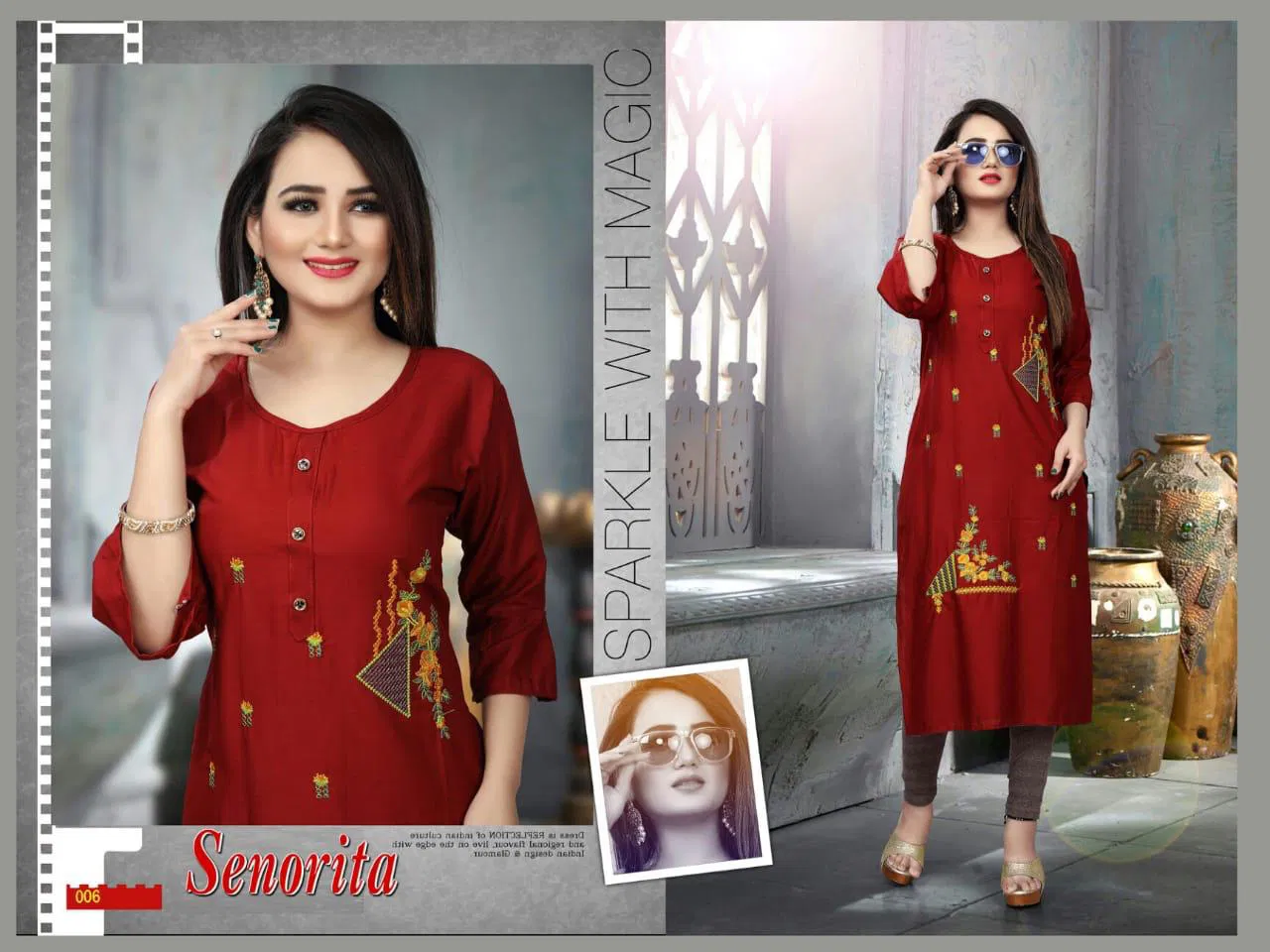 Aagya Senorita Latest Heavy Embroidery Work Casual Kurti Collection